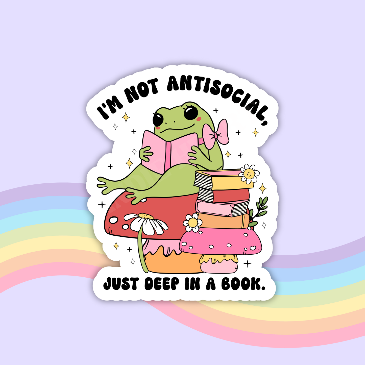 Bookish Frog Vinyl Sticker – Book Lover Gift  