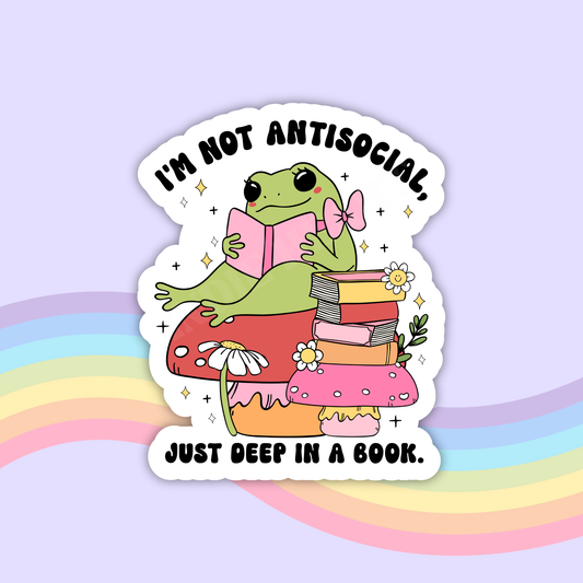 Bookish Frog Vinyl Sticker – Book Lover Gift  