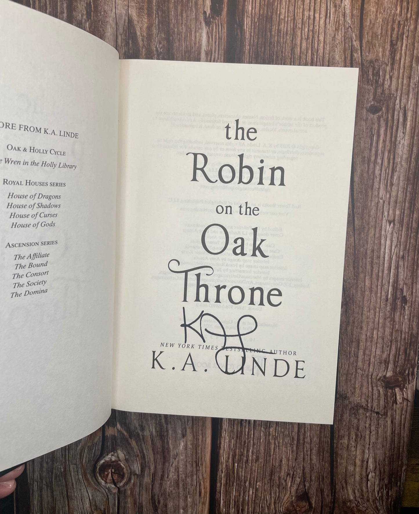 The Robin on the Oak Throne by K.A. Linde - Signed!