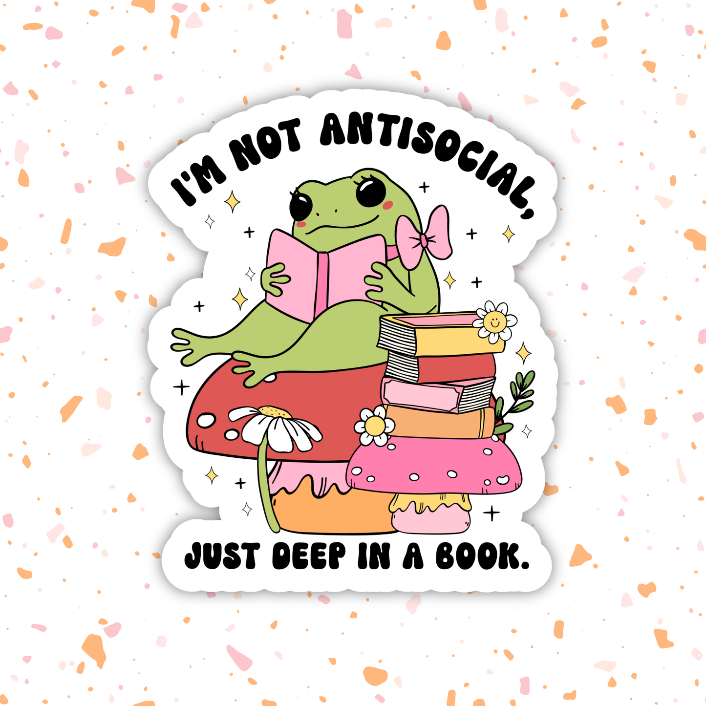 Bookish Frog Vinyl Sticker – Book Lover Gift  